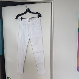 Zara White Skinny Jeans Full-Length Solid Denim